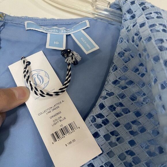 NEW! Draper James collection lattice a line dress light blue Size US 10 $195 - Picture 5 of 7